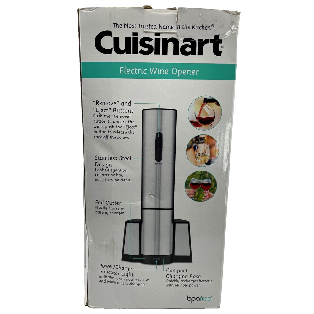 Cuisinart Electric Wine Opener Model CWO-25 with Charging Base NIB BPA Free